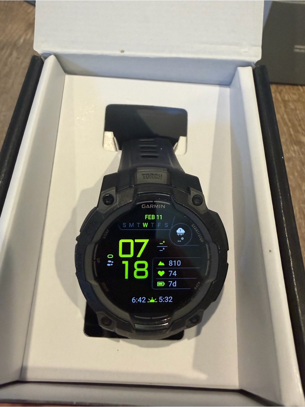 garmin Black Rugged GPS Smartwatch with Neon Green Display